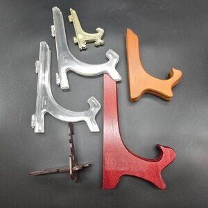 Assorted Display Easel Stand Set Art Photo Acrylic Wood & Metal 6 Pieces JE403